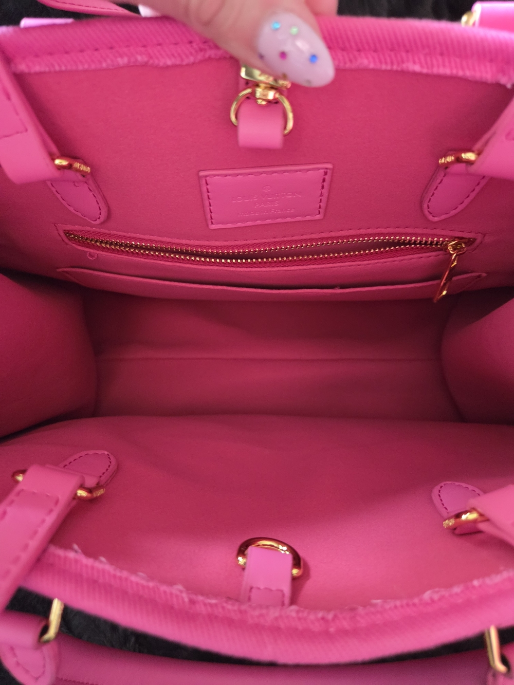 Neon Pink Embossed Tote With 2 Strap Options - Picture 8 of 11